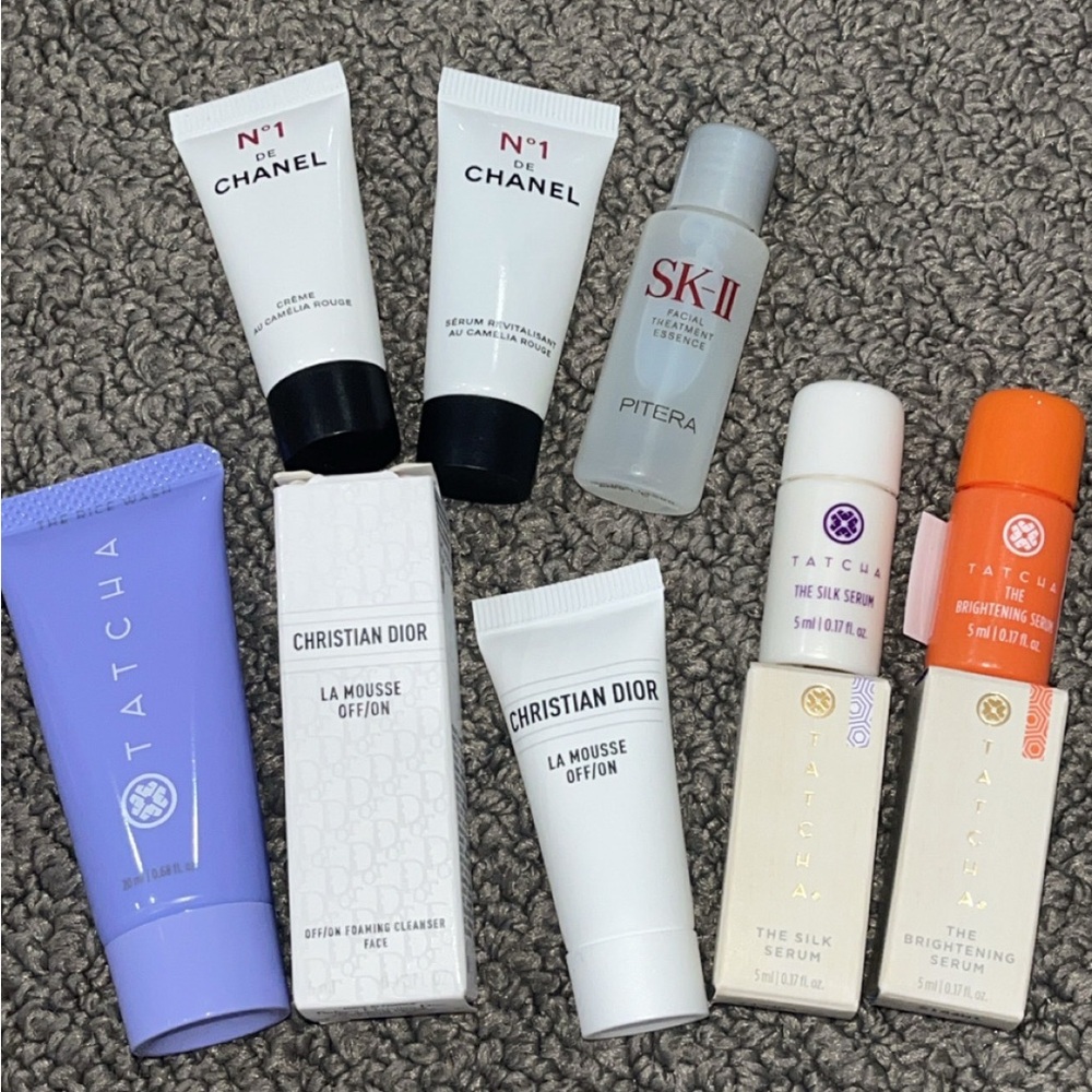 7 piece luxury skincare mini bundle - Chanel, Tatcha, SK-II, Dior